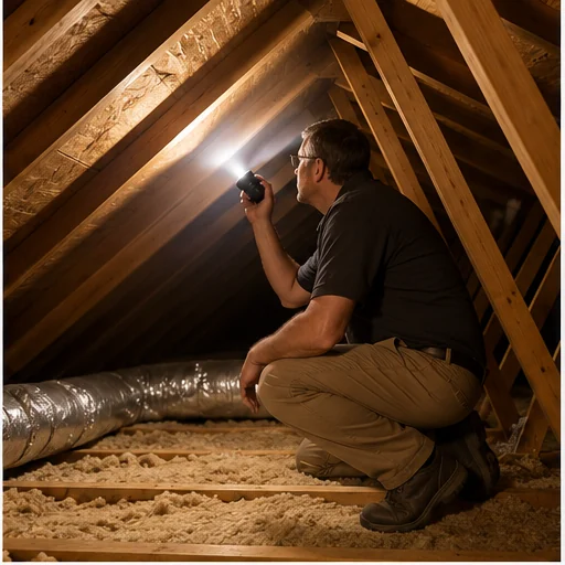 Chester Home Inspections inspector — in the attic